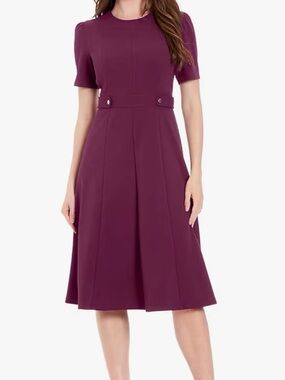 London times Elegant Purple Short-Sleeve A-Line Dress size 8 party wedding guest